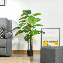 HOMCOM Arbre artificiel plante artificielle monstera H.1,2 m tronc branches lichen feuilles de tortue grand réalisme pot inclus