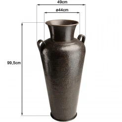 HONORE - Vase alu avec anses L45cm H1m couleur cuivre noir antique
