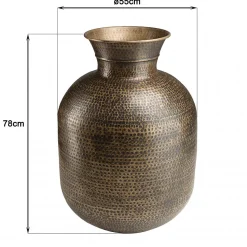 HONORE - Vase alu L53cm H75cm couleur laiton noir antique effet martelé