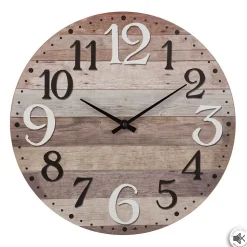 Horloge - bois - D38 cm - Blanc- Atmosphera