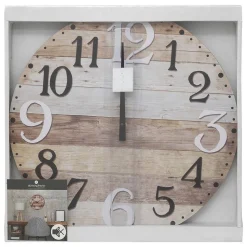 Horloge - bois - D38 cm - Blanc- Atmosphera