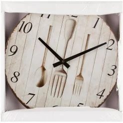 Horloge - bois - D28 cm - Blanc- Atmosphera