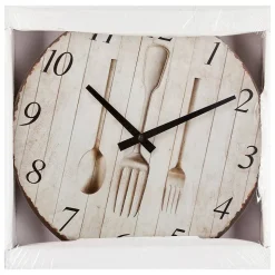 Horloge - bois - D28 cm - Blanc- Atmosphera