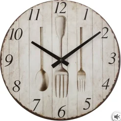 Horloge - bois - D28 cm - Noir- Atmosphera