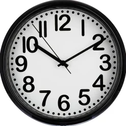 Horloge bord arrondi - D22 cm - Noir- Atmosphera