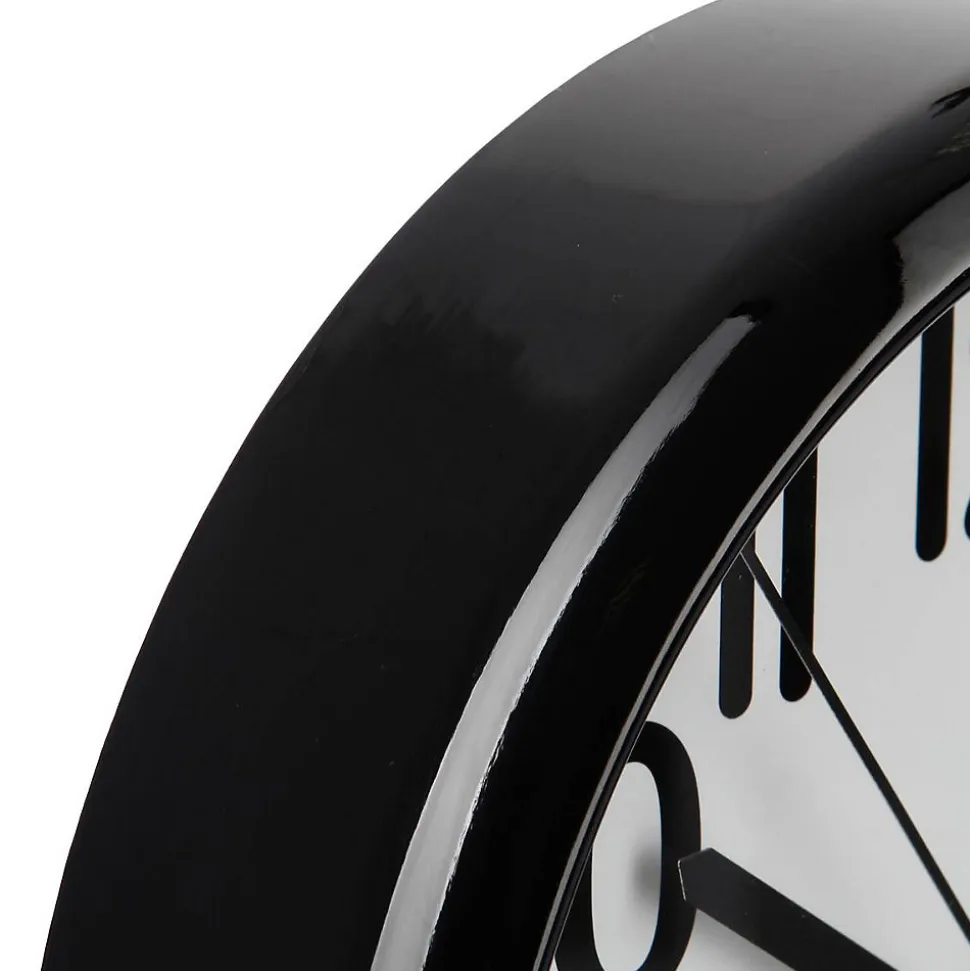 Horloge bord arrondi - D22 cm - Noir- Atmosphera