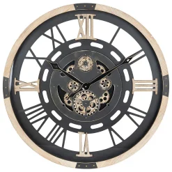 Horloge mécanique bois D80cm - Atmosphera