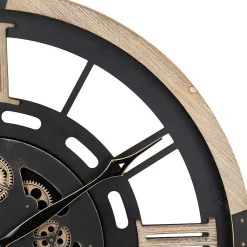 Horloge mécanique bois D80cm - Atmosphera