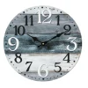 Horloge Murale Blanc Gris Bleu Mdf Shabby Rond 33,8x33,8x4