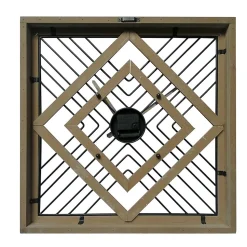 Horloge Murale Carrée en Métal Mdf Noir Brun Style Moderne