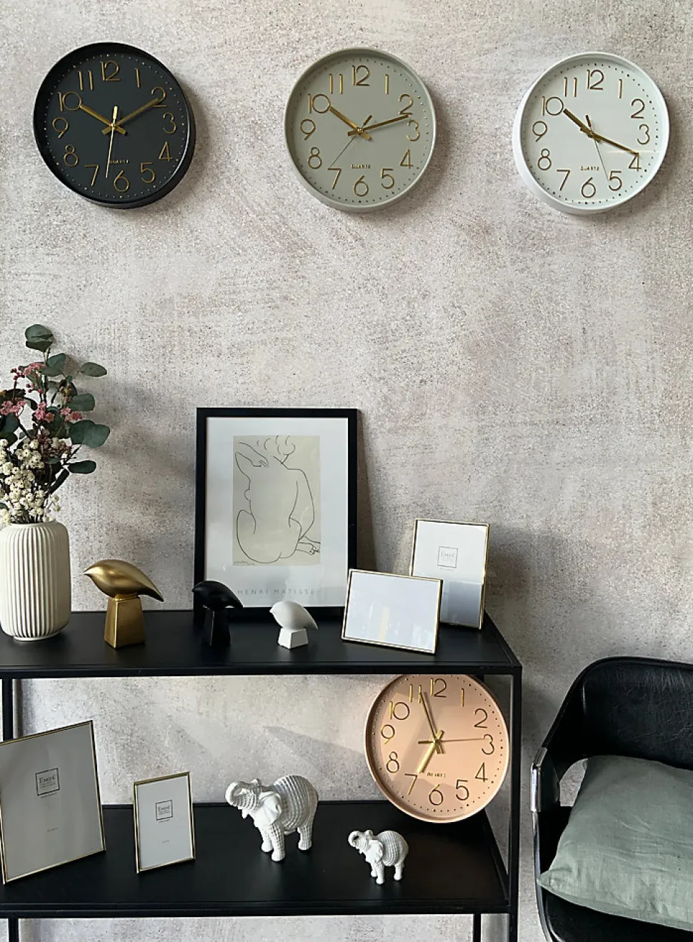 Horloge murale color block gris et or ⌀30,5cm Emdedesign