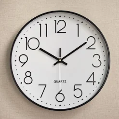 Horloge murale de 30 cm pour salon, chambre, bureau, cafétéria, salle à manger, style rétro européen (noir)