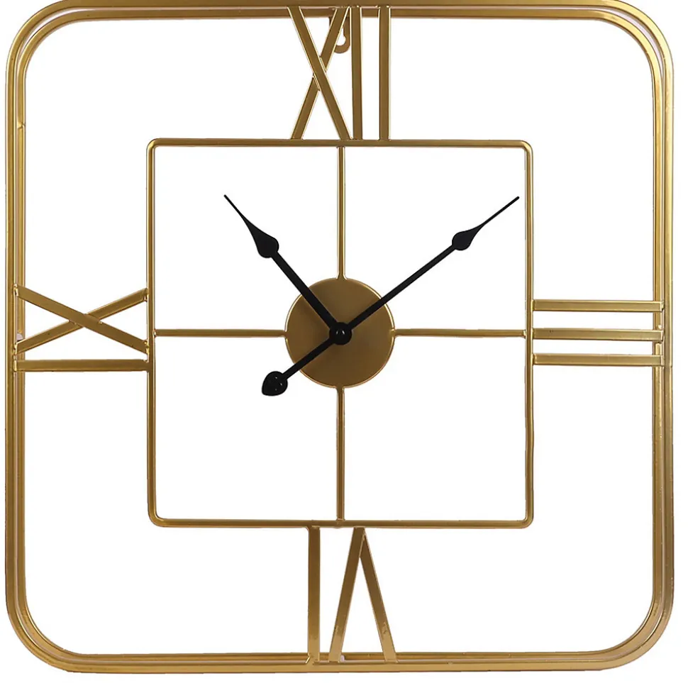 Horloge murale dorée carrée 48 x 48 cm
