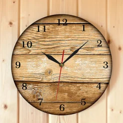 Horloge murale, en bois, silencieuse sans tic-tac, diamètre 33 cm, design, pour salon, chambre et cuisine