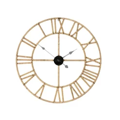 Horloge murale en rotin naturel 70x70x4 cm
