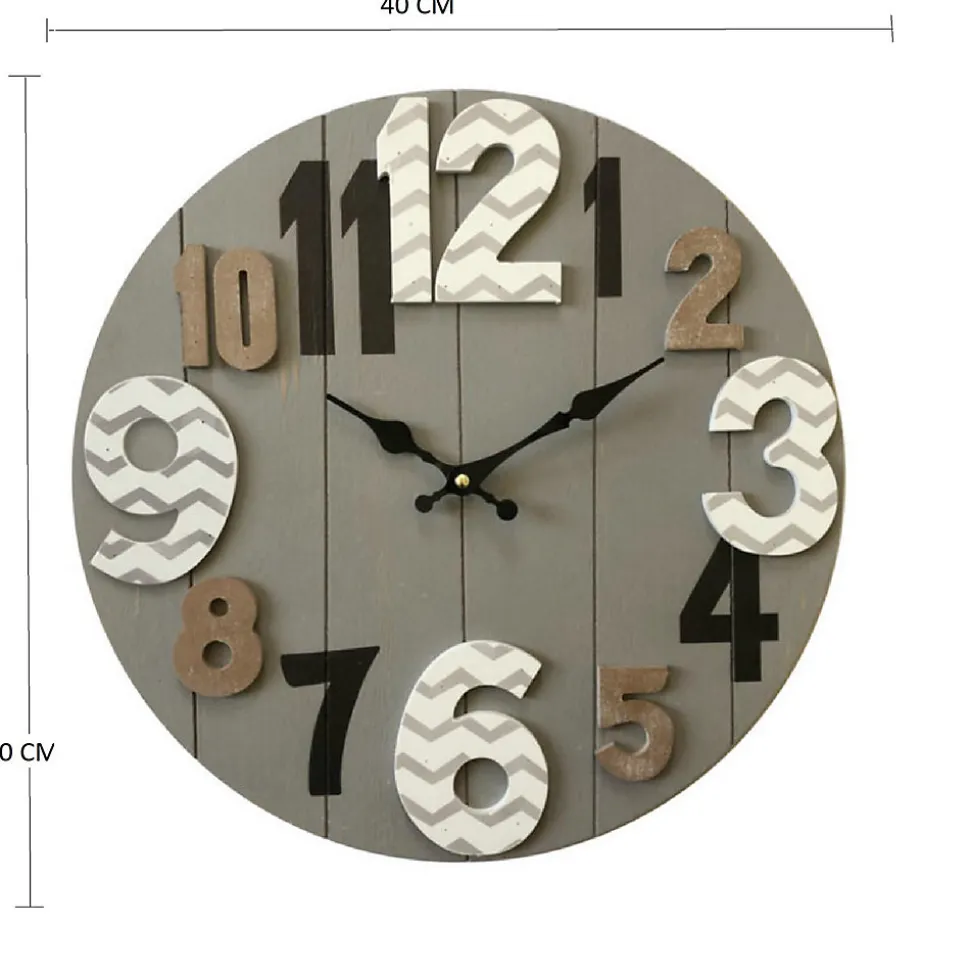 Horloge Murale Horloges Mdf Bois Moderne Gris 40x40x4,5