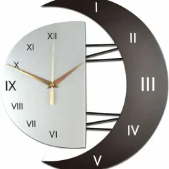 Horloge Murale Moderne Design Silencieuse Horloge Cuisine Cadre en Forme de Lune Créative Horloge de Décoration pour la Maison