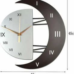 Horloge Murale Moderne Design Silencieuse Horloge Cuisine Cadre en Forme de Lune Créative Horloge de Décoration pour la Maison