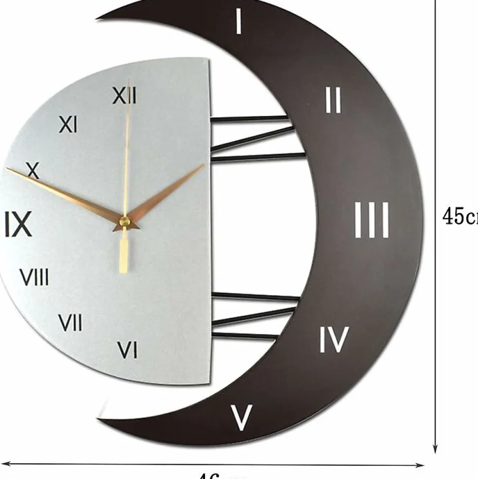 Horloge Murale Moderne Design Silencieuse Horloge Cuisine Cadre en Forme de Lune Créative Horloge de Décoration pour la Maison