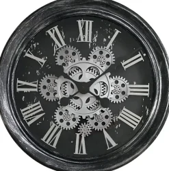 Horloge murale noire et argentée Ø 34 cm