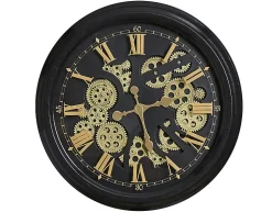 Horloge murale noire et dorée Ø 52 cm