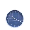 Horloge murale ronde bleu quadrillage blanc 25cm