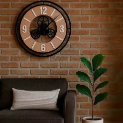 Horloge murale ronde en métal noir 57cm