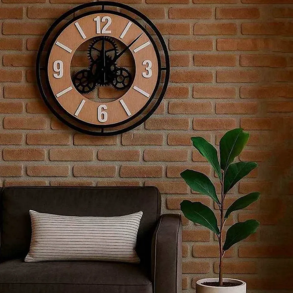 Horloge murale ronde en métal noir 57cm