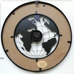 Horloge Murale Ronde Rétro Marron Noir Mdf Analogique 50x50x4,5