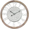 Horloge Murale Rétro Bois Blanche Salon 55x55x5