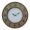 Horloge Murale Vintage Blanc Brun Noir Mdf Métal Analogique