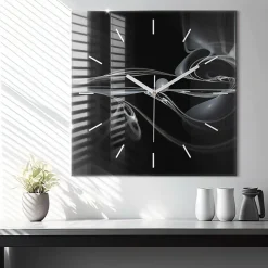 Horloge murale Wallfluent 60x60 cm Aiguilles blanches Fumée abstraite 1 pcs