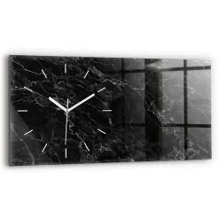 Horloge murale Wallfluent 60x30 cm Aiguilles blanches Marbre foncé 1 pcs