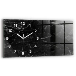 Horloge murale Wallfluent 60x30 cm Avec chiffres Aiguilles blanches Marbre noir 1 pcs