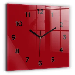 Horloge murale Wallfluent 30x30 cm Avec chiffres Aiguilles noires Rouge 1 pcs