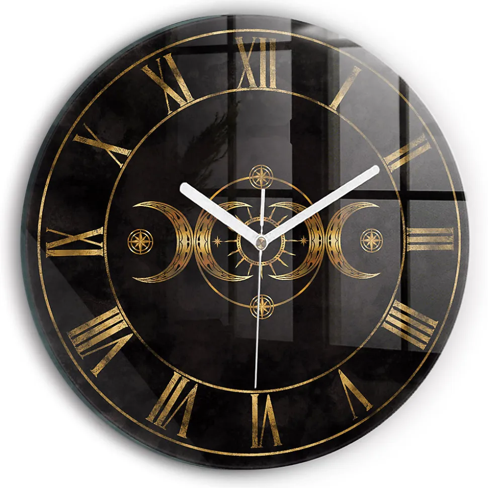Horloge murale Wallfluent fi30 cm Aiguilles blanches Chiffres romains dorés 1 pcs