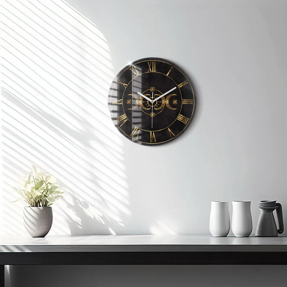 Horloge murale Wallfluent fi30 cm Aiguilles blanches Chiffres romains dorés 1 pcs
