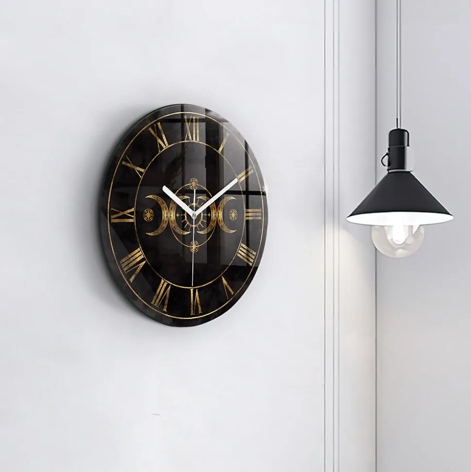 Horloge murale Wallfluent fi30 cm Aiguilles blanches Chiffres romains dorés 1 pcs