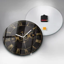 Horloge murale Wallfluent fi30 cm Aiguilles blanches Chiffres romains dorés 1 pcs