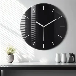 Horloge murale Wallfluent fi60 cm Aiguilles blanches Noir 1 pcs
