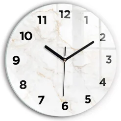 Horloge murale Wallfluent fi30 cm Avec chiffres Aiguilles noires Marbre élégant 1 pcs