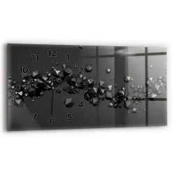 Horloge murale Wallfluent 60x30 cm Avec chiffres Aiguilles noires Abstraction noire 1 pcs