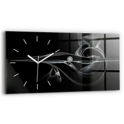 Horloge murale Wallfluent 60x30 cm Aiguilles blanches Fumée abstraite 1 pcs