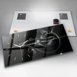 Horloge murale Wallfluent 60x30 cm Aiguilles blanches Fumée abstraite 1 pcs