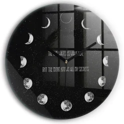 Horloge murale Wallfluent fi60 cm Aiguilles noires Phases de la Lune et inscription 1 pcs