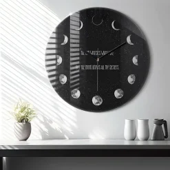Horloge murale Wallfluent fi60 cm Aiguilles noires Phases de la Lune et inscription 1 pcs