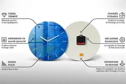 Horloge murale Wallfluent fi30 cm Aiguilles blanches Fleurs bleues 1 pcs