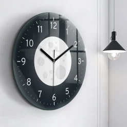 Horloge murale Wallfluent fi60 cm Aiguilles noires Pleine Lune 1 pcs