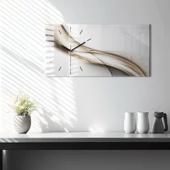 Horloge murale Wallfluent 60x30 cm Aiguilles noires Lignes abstraites 1 pcs