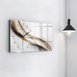 Horloge murale Wallfluent 60x30 cm Aiguilles noires Lignes abstraites 1 pcs